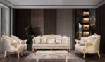 Sofa Klasik Mewah Ruang Tamu Putih Duco