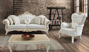 Sofa Klasik Cantik Putih Duco Jepara
