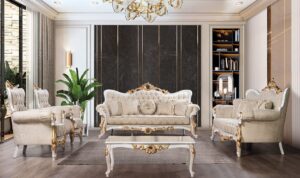 Sofa Tamu Mewah Klasik Elegan Warna Putih
