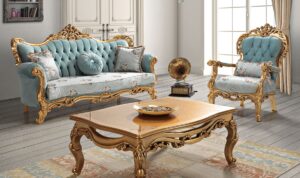 Set Sofa Tamu Klasik Ukir Mewah Emas