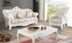 Sofa Ukir Mewah Putih Duco Ruang Tamu