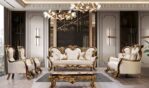 Sofa Mewah Ruang Tamu Warna Emas