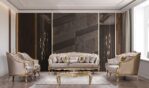 Sofa Ruang Tamu Klasik Warna Emas Ukir Jepara