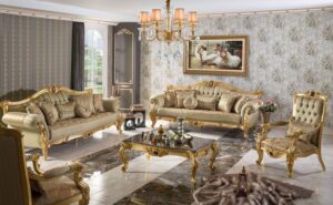 Set Sofa Tamu Mewah Royal Gold Klasik Jepara
